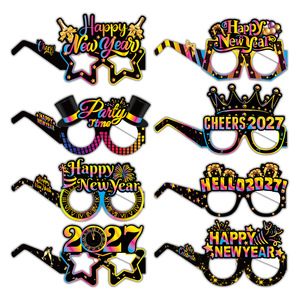 Lunettes en carton noires amusantes et tendance (8 pièces) pour le Nouvel An 2026 – Idéales pour les soirées du réveillon du Nouvel An - Product Image 1