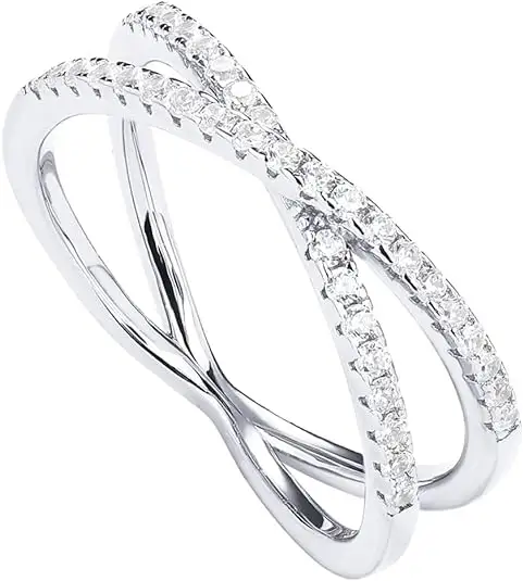 925 argento Sterling X anello con diamante simulato CZ anello croce Moissanite anello da donna
