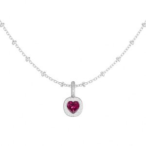 Collier Dylam Charm au design élégant, plaqué or 18 carats, argent S925, chaîne à maillons, chaîne à perles, pendentif en forme de cœur en zircone 5A - Product Image 1