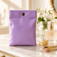 Pochette enveloppe réutilisable en toile de coton épaisse avec fermeture à pression métallique pour bijoux, cosmétiques et articles essentiels quotidiens