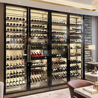 CBMMART Armoire à vin classique en bois massif de luxe avec vitrine en verre
