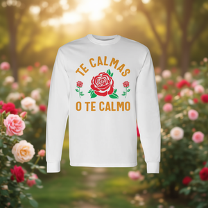 Camiseta de manga larga con estampado floral de rosas Te Calmas O Te Calmo - Product Image 3