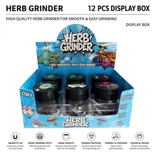 <b>Herb</b> Grinder 12 Pcs Display <b>Box</b> Magnetic Lid Sharp Teeth Large Capacity Durable Round Dry <b>Herb</b> Grinder for Smooth Grinding - Product Image 1