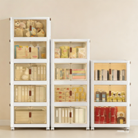 Armoire de rangement pliable à roulettes avec porte, idéale pour les placards et les chambres, montage sans outils, armoire empilable