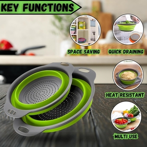 Panier de cuisine pliable multifonctionnel en <span class=keywords><strong>silicone</strong></span>, égouttoirs et paniers de rangement pour fruits, passoires et égouttoirs rotatifs pour légumes - Product Image 2