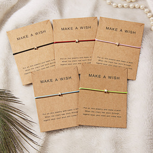 Rinhoo Star Charm Cuerda de cera minimalista Pulsera de Amistad ajustable <span class=keywords><strong>Make</strong></span> A Wish Tarjeta de felicitación Joyería hecha a mano - Product Image 1