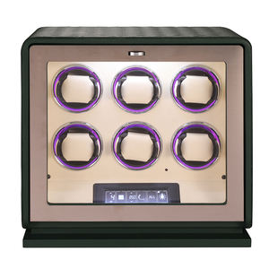 Embers 2024 New Leather Watch Winder 6 ranuras Negro Verde Naranja Luz LED Control de pantalla táctil - Product Image 4