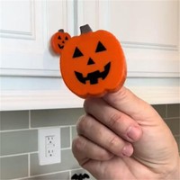 Poignées de porte en forme de citrouille - Gel de silicone décoratif pour Halloween et Noël, protection souple antichoc pour armoires et tiroirs intérieurs