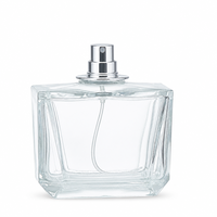 Flacon de parfum en verre carré de luxe de 100 ml avec bouchon en cristal, flacon vide rechargeable, flacon vaporisateur, emballage cosmétique de parfum haut de gamme