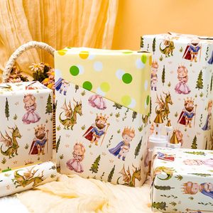 Dragon Prince And Princess <b>Wrapping</b> <b>Paper</b> 17 Inch X 33 Feet Art <b>Paper</b> For Baby Shower Birthday Party Decor - Product Image 4