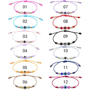 Wholesale Fashion Devil's Eye Bracelet Crystal Beaded Boys Girls Lucky Hand Rope Adjustable Braided Bracelet