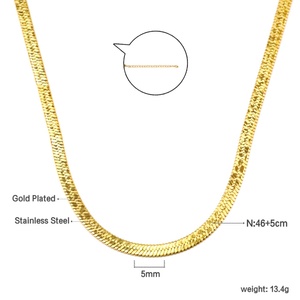 Joyería Clásica de Moda, Collares Simples para Clavícula, Venta al por Mayor, Collar de Cadena de Serpiente de Acero Inoxidable Chapado en Oro de 18k para Mujeres y Hombres - Product Image 3