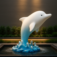 Sculptures de poissons en fibre de verre de couleur dégradée populaires JingYue, style dauphin, décoration de jardin, piscine, intérieur, extérieur, ornement pour la maison