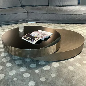 Minimalist Light Luxury Rotate Round Coffee Table Italian Living Room Home Creative Design Sense Coffee Table Combination
