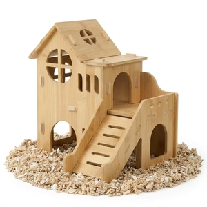 Villa di Lusso in <span class=keywords><strong>Legno</strong></span> per Piccoli Animali Domestici, Casetta per Criceti a Più Stanze, Nido Traspirante in <span class=keywords><strong>Legno</strong></span>, Habitat per Esercizio per Gerbilli e Topi - Product Image 1