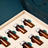 Boîte rigide à clapet magnétique verte personnalisée pour 12 flacons de peptides, avec éponge, estampage à chaud et logo en relief, pelliculage mat