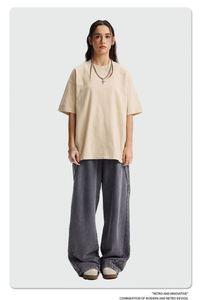 เสื้อยืดคู่รักแขนสั้นทรงโอเวอร์ไซส์ผ้าฝ้าย 275 กรัม รุ่นใหม่ล่าสุดประจำปี 2026 สำหรับฤดูร้อน - Product Image 4