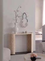 Table console en MDF de style moderne, finition couleur naturelle rustique, meubles simples pour salon et salle à manger en bois