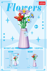 W1007 Flower Vase Sunflower Rose Jasmine Lily Tulip Flower Creative Building <strong>Block</strong> Plastic Toy Gift for Girls Boys Kids - Product Image 6
