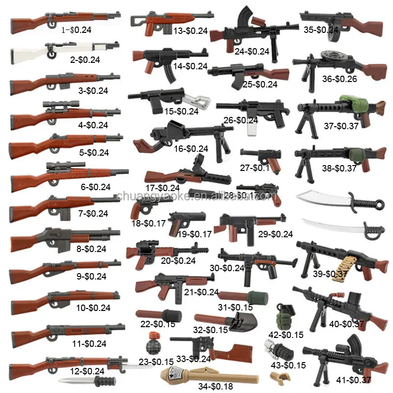 50pcs/bag Military Mini soldier Figure army Weapon Set building block Toys for Legoing ww2