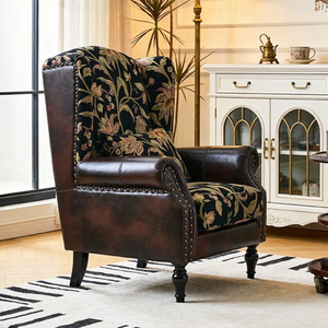 Fauteuil de salon américain rétro en <span class=keywords><strong>bois</strong></span> massif, fauteuil individuel décontracté en tissu pour salon - Product Image 4