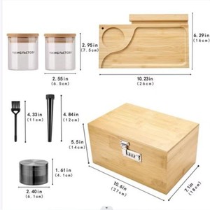 Bamboo Desktop Storage <b>Box</b> With Compartments And Lockable Drawer For <b>Makeup</b> Organizers - Product Image 2