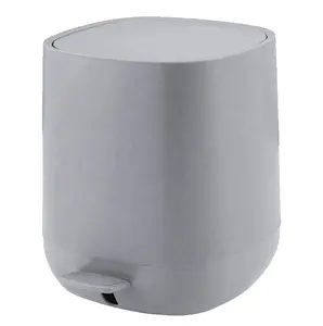 Modern 5L plastic pedal bin with ABS soft closed lid matte white grey black color foot pedal kitchen bathroom trash can