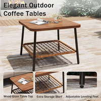 Ensemble de canapé d'angle modulaire en rotin pour l'extérieur, mobilier de patio avec table basse à grain de bois pour grand espace extérieur