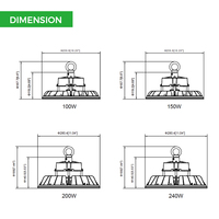 Projecteur LED UFO Industriel Commercial IP65 150LM/W à CCT Sélectionnable pour Grandes Dépendances (Stock Shenzhen)