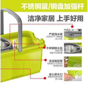Dual Drive <b>Mop</b> <b>Bucket</b> Large Capacity Manual Wringing Round Head With Mophead <b>For</b> Floor Cleaning - Product Image 5
