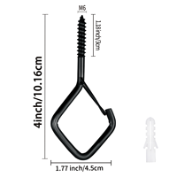 Crochets en fer pour plantes suspendues, boucle de sécurité de 4 pouces, capacité de 50 lb, lot de 5, revêtement en poudre noire, pour mangeoires à oiseaux, guirlandes lumineuses, carillons éoliens, intérieur