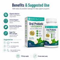 Comprimés probiotiques buccaux Clean Label sans sucre, à l'xylitol et à la menthe, pour le bien-être buccal, avec Streptococcus K12 M18 et zinc, Nutrition OEM