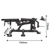 Machine professionnelle robuste à charge de plaques pour extensions et curls des jambes (position couchée), équipement de musculation 2-en-1 pour l'entraînement des quadriceps et des ischio-jambiers, 70 kg