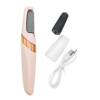 Râpe électrique rose pour pieds, éliminateur de callosités, têtes de rouleaux fins et grossiers, 2 vitesses, rechargeable, batterie lithium 500 mAh, étanche
