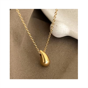 Atacado Titanium Steel Ins Colar Inoxidável com Gold Plated Zinc Drop Pingente Com Zircon Pedra Principal Jóias De Luxo - Product Image 2