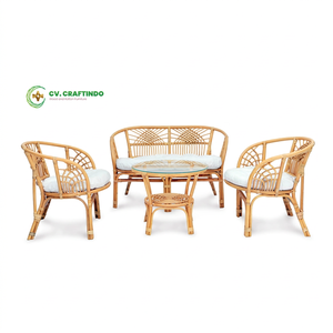 Bahama #23 Modular Asian <b>Antique</b> Rattan Living Set <b>Armchair</b> Sofa Coffee Table Comfortable Elegant for Living Room Home Hotel - Product Image 1