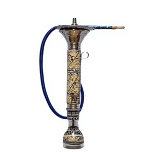 Authentique Khalil Mamoon Frosted Modern Silver Chrome Filter Ice Hookah Set - 100cm, Narguilé Écologique avec Filtre en Laiton Massif - Product Image 2
