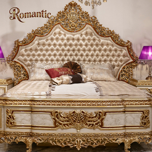 Роскошный набор для кровати из массива дерева в европейском стиле, деревянные резные тканевые пуговицы, элегантный дизайн, каркас для кровати - Product Image 2