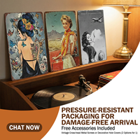 Décoration Murale Nouveau Design Affiche Fille Vintage Jolie Faible MOQ Impression UV 20x30 Plaque en Fer Blanc Rétro pour Chambre Bar Pub Panneaux en Étain