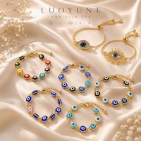 Bracelet de protection pour les yeux LUOYUNE, plaqué or 18 carats, zircon pavé, perles émaillées œil turc, bijoux élégants porte-bonheur, coffret cadeau anniversaire