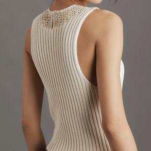 Femmes décontracté Slim Fit été couleur unie <span class=keywords><strong>tricot</strong></span> gilet taille libre <span class=keywords><strong>sans</strong></span> manches Style coréen à la mode <span class=keywords><strong>pull</strong></span> motif décoration - Product Image 4