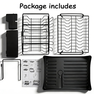 2025 Hot Selling Carbon Steel Black 2 Tier Tableware <b>Dish</b> Drying Drainer Dyer Rack with Cutlery Holder Made in China - Product Image 3