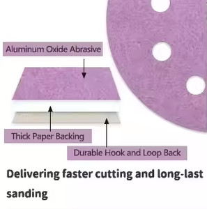 공장 가격 샌딩 디스크 6 홀 5 인치 후크 앤 루프 벨크로 모래 연마 종이 시트 사포 - Product Image 5