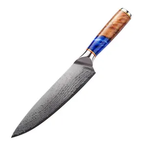 Hochwertiger Chef Cooking VG10 67 Lagen Japanisches Messerset Damast stahl messer mit blauem Harz griff