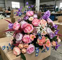 Populaire zijden roze-rode roos kunstbloemen hangende bloemenbal bruiloft centerpiece tafeldecoratie bloemstuk feest evenement