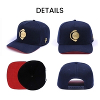 Casquette de baseball unisexe Aung Crown de haute qualité à 5 panneaux, en tissu de coton, avec logo métallique personnalisé, visière incurvée, casquettes de sport