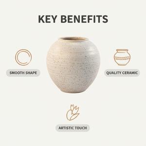 Vase moderne en céramique blanc moucheté pour usage intérieur/bureau/<span class=keywords><strong>jardin</strong></span>, fleurs/vert - Product Image 5