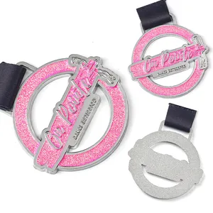 Alta qualidade glitter dança medalhas personalizado metal medalhão moeda