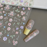 Nouveaux autocollants pour ongles 5D en relief TSZS, motifs floraux printaniers, marguerites, lys, roses, décorations ultra-fines pour manucure