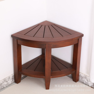 Tabouret d'angle en bois Meikelin pour salle de bain 40,5x40,5x46cm, étagère antidérapante en forme d'éventail pour toilettes - Product Image 3